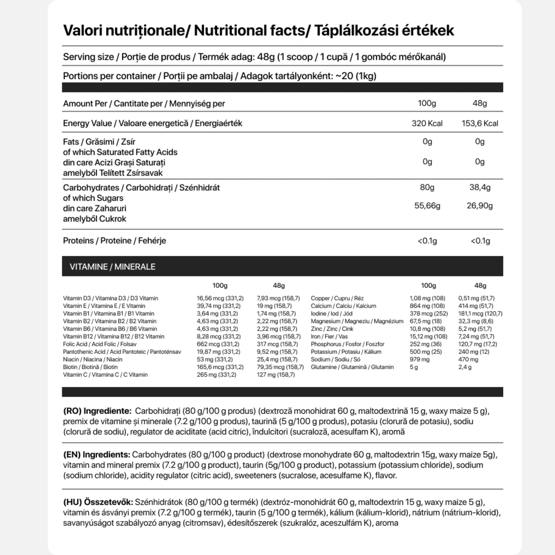 Hydr-X - Vitamin Blend - 1000g - Transylvania Nutrition