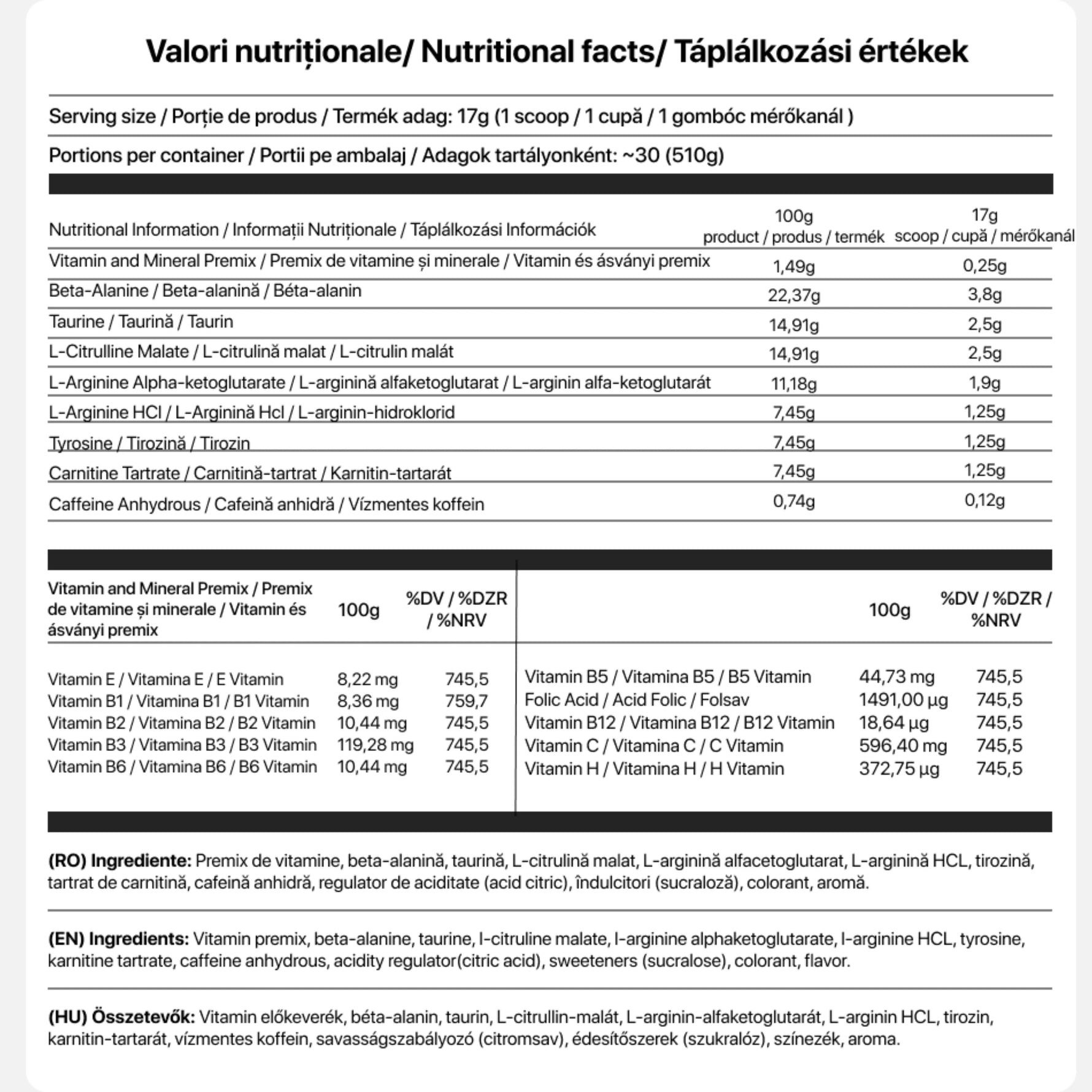 NeMes-X - Pre-Workout - 510g - Transylvania Nutrition