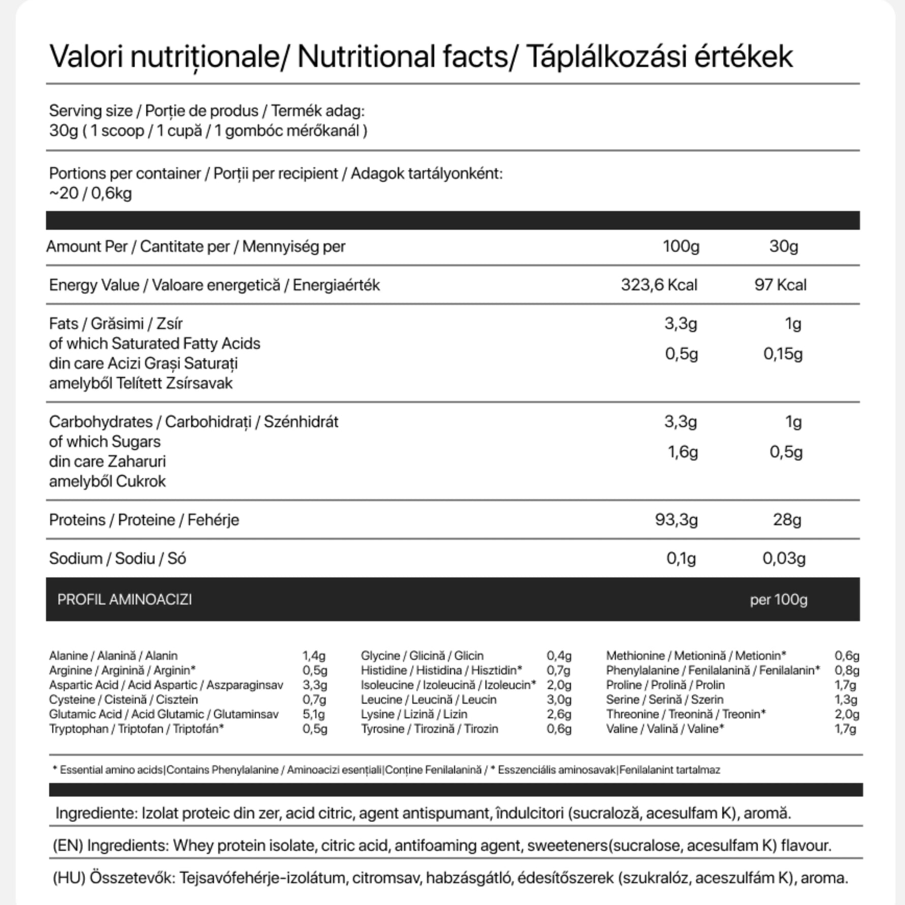 CrystalClear - Clear Whey - 600g - Transylvania Nutrition