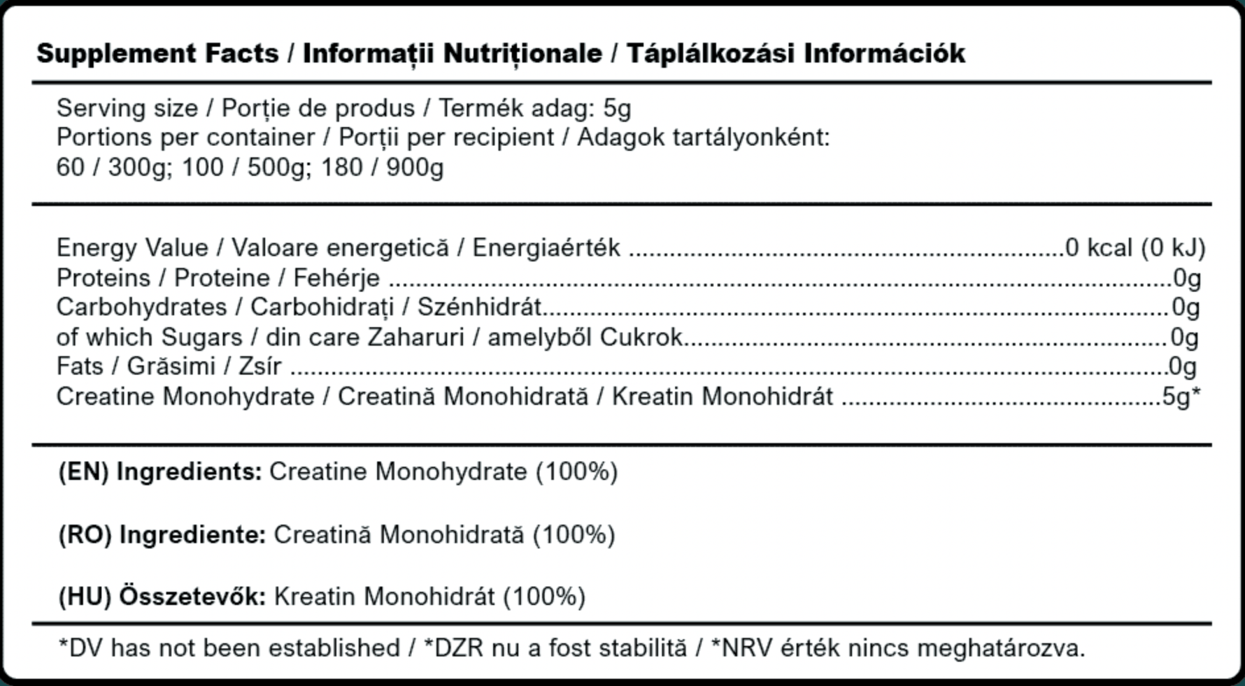 Quantum Creatine - Creatina monohidratata - Transylvania Nutrition
